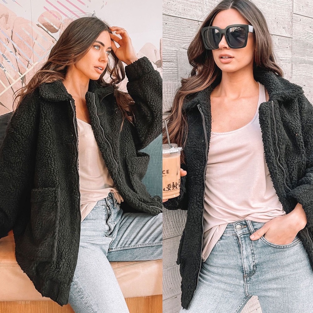 Oversized Teddy Bear Faux Fur Jacket Sweater